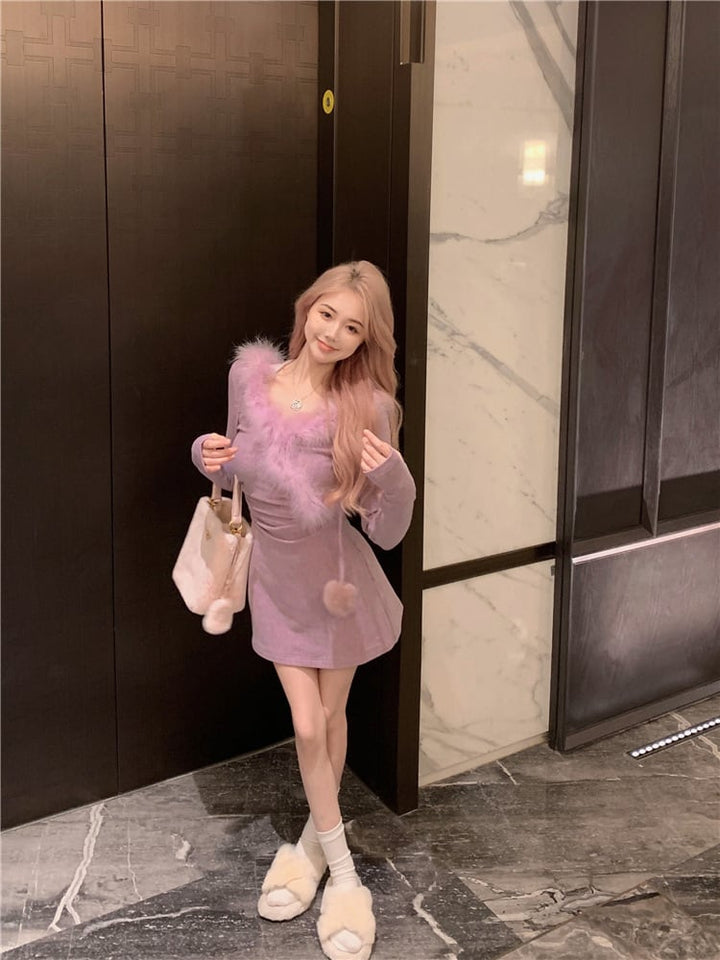 【dress】ファーワンピース　M20192