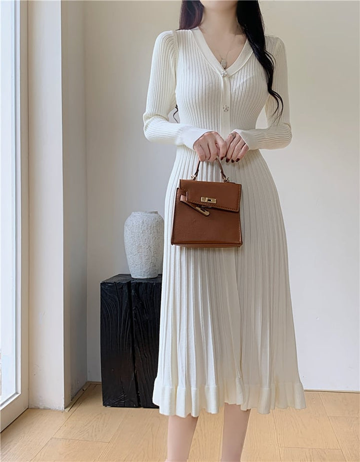 【dress】Vネックニットワンピース　M26694