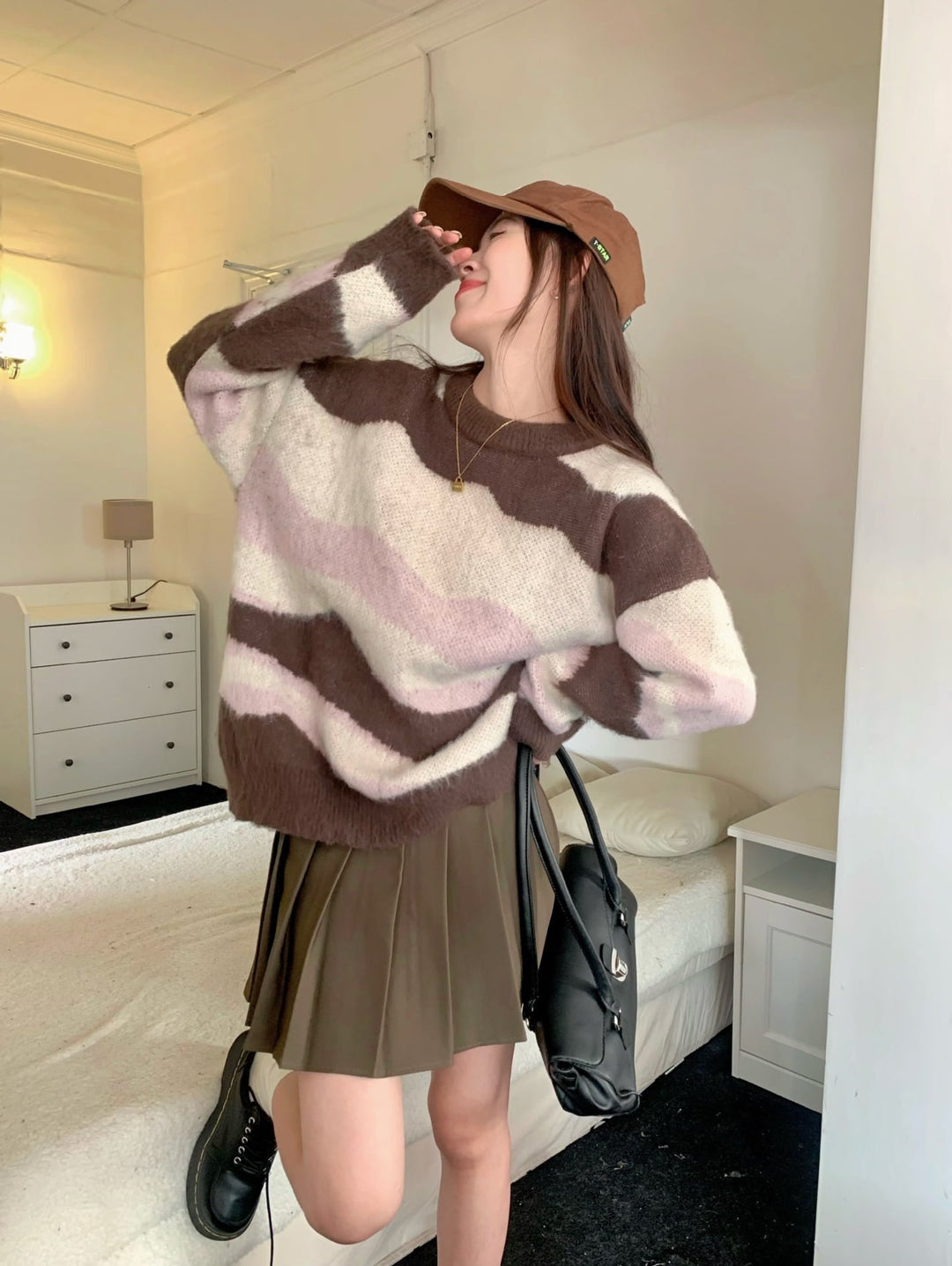 【tops】ボーダー柄ニットセーター　M26924
