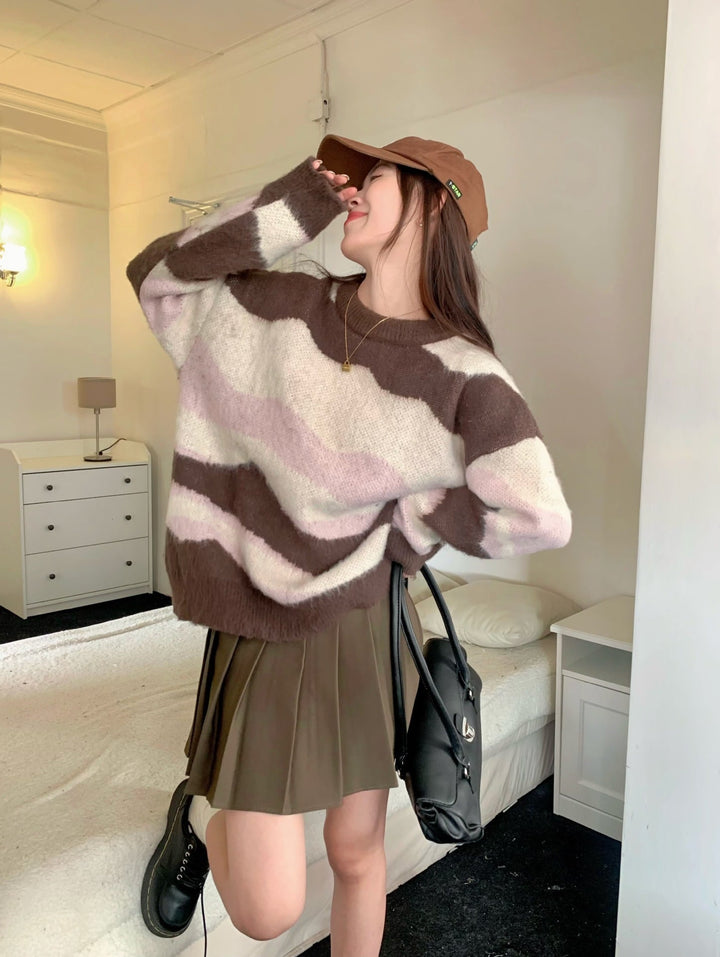 【tops】ボーダー柄ニットセーター　M26924