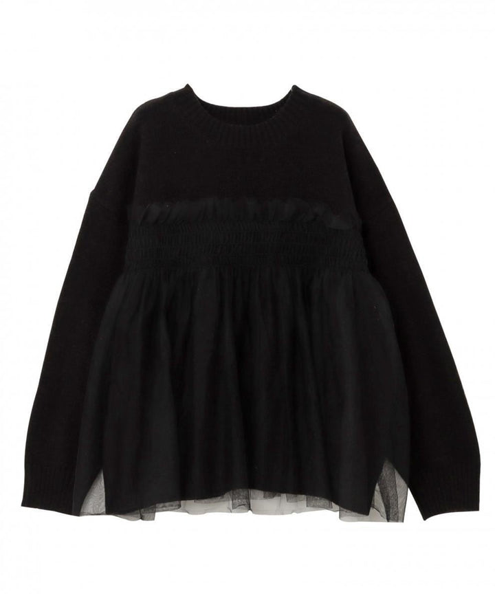 【tops】チュールドッキングニットセーター　M25563