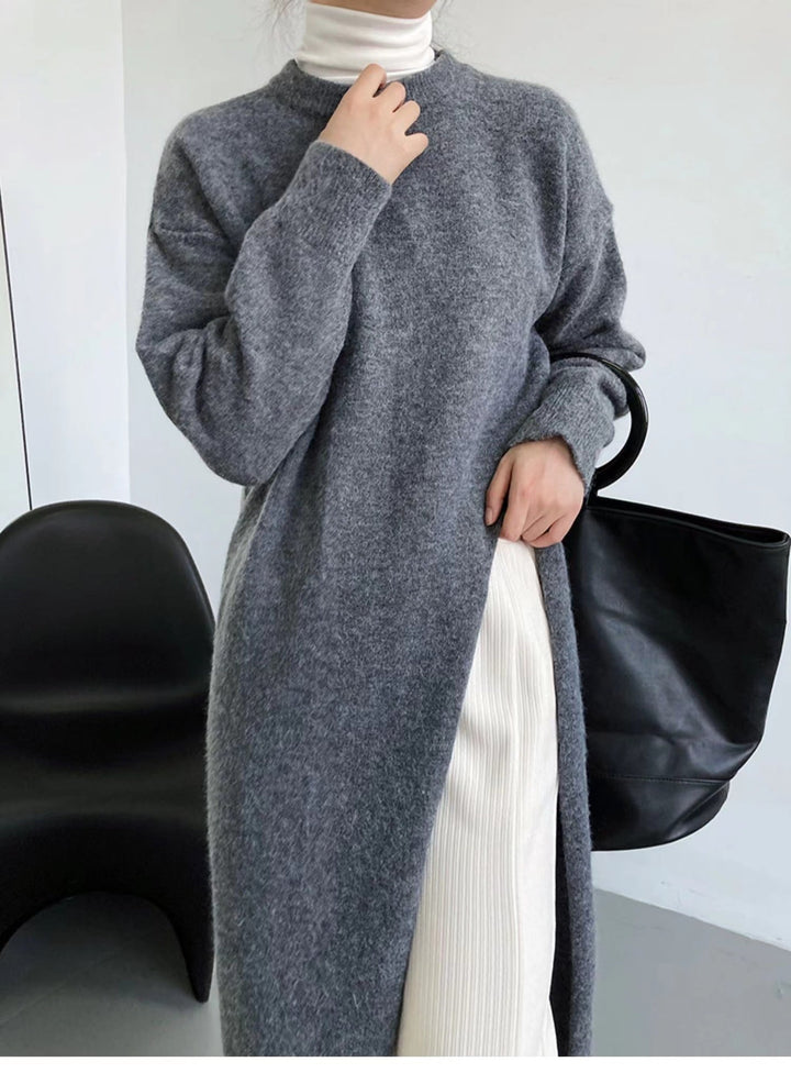 【dress】スリット無地ニットワンピース　M18038