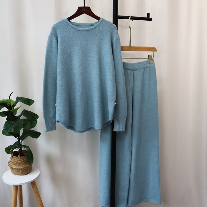 【set】ニットセーター+ワイドパンツセット　M26708