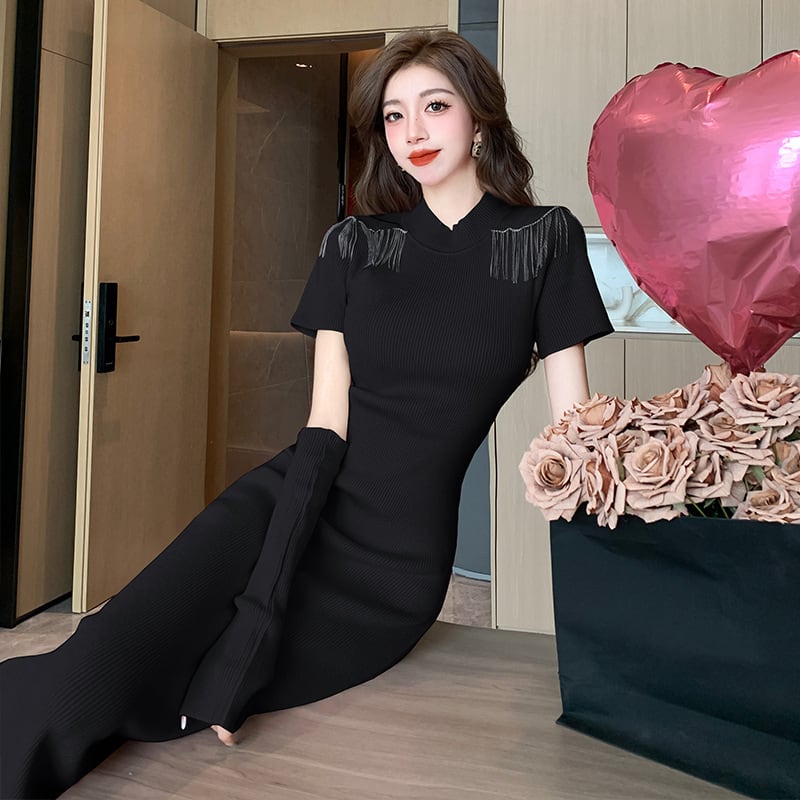 【dress】ニットワンピースアームカバー付き　M18252