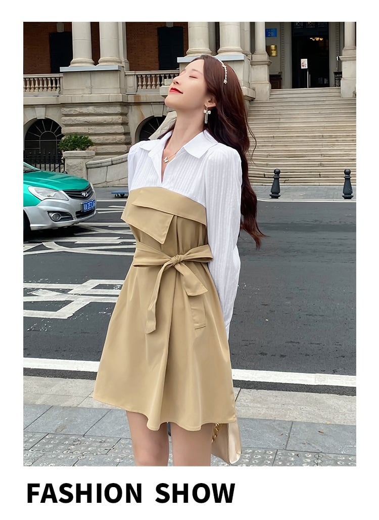 【dress】目立つ！エレガント切り替えワンピース着瘦せ　M17186
