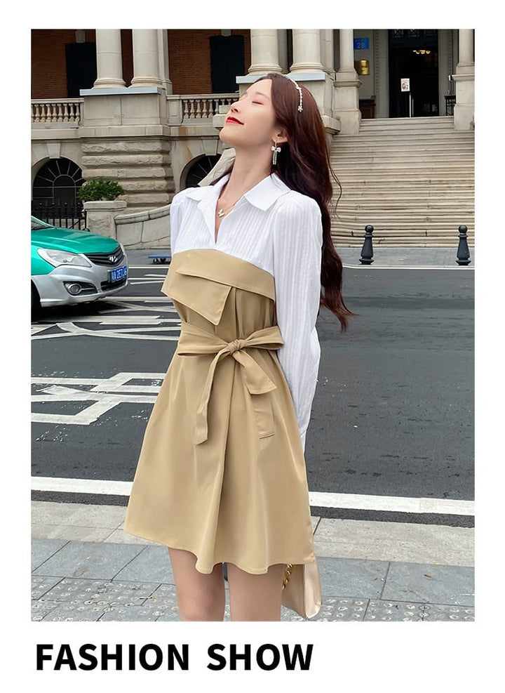 【dress】目立つ！エレガント切り替えワンピース着瘦せ　M17186