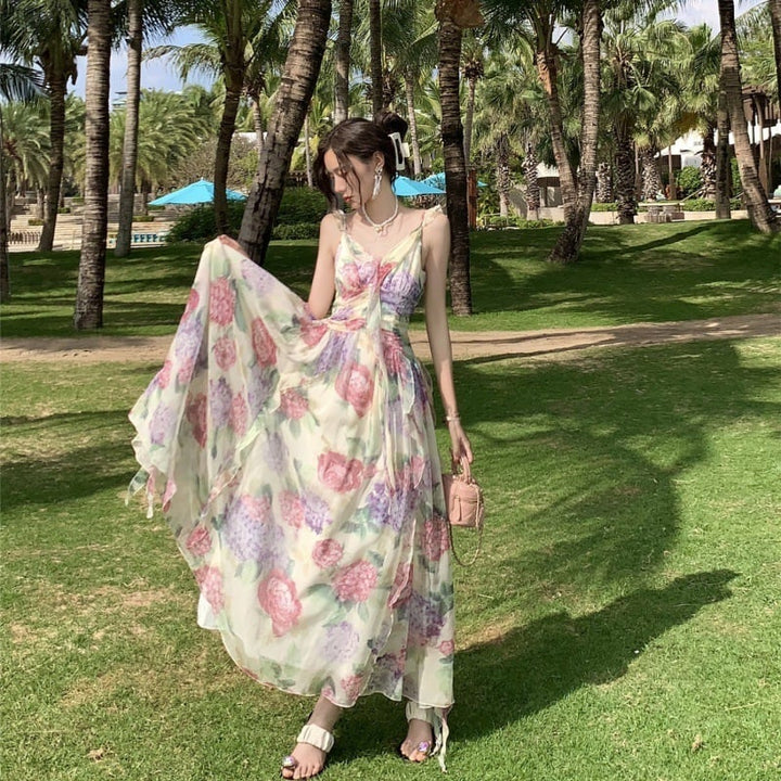 【dress】優しい雰囲気スウィート花柄キャミワンピース　M17457