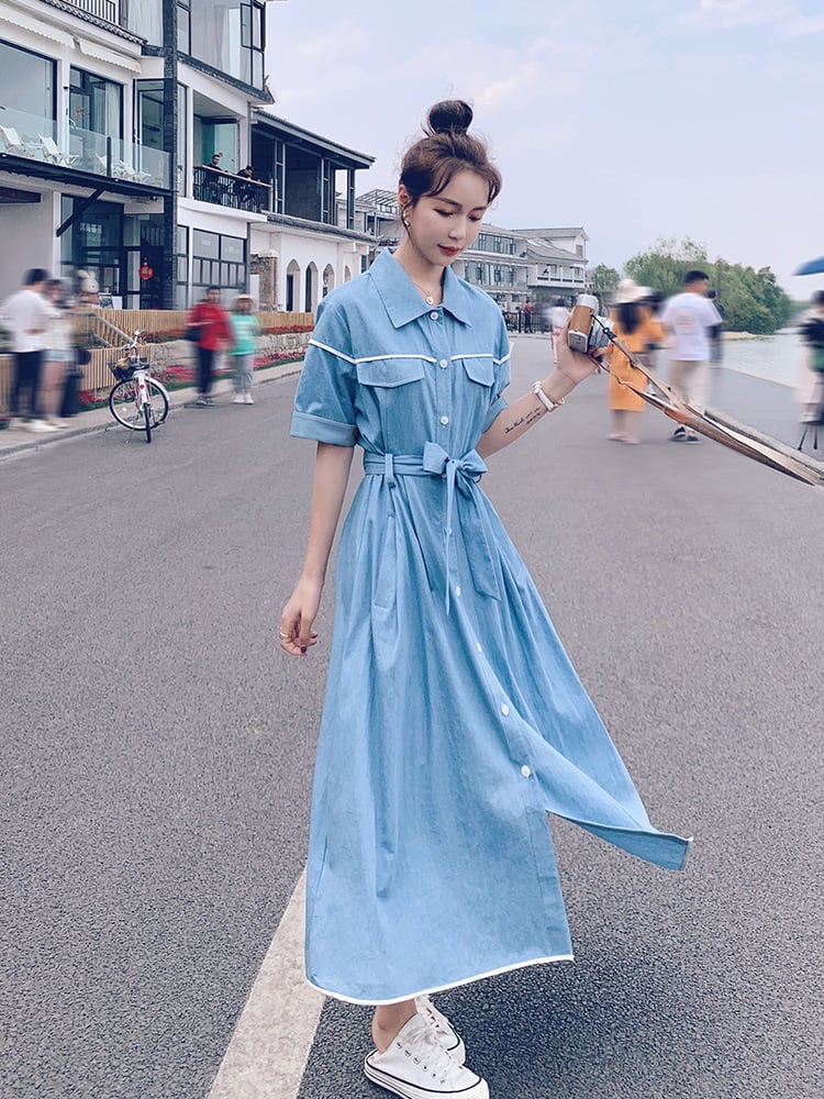 【dress】人気上昇中 ファッションデニムシャツワンピース　M16996