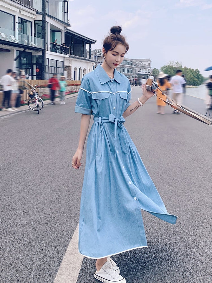 【dress】人気上昇中 ファッションデニムシャツワンピース　M16996