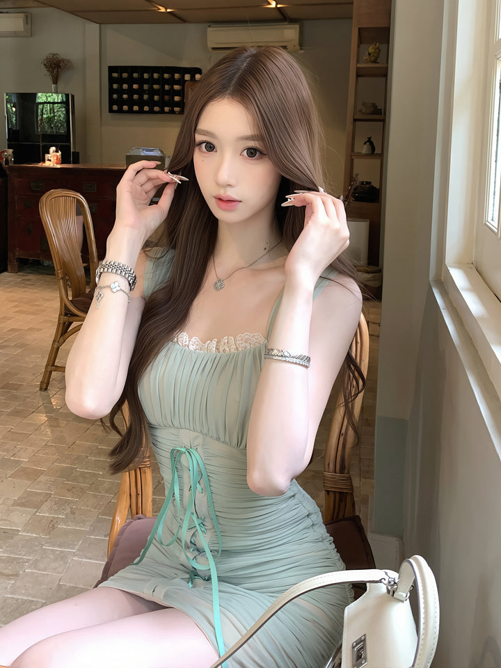【dress】2WAYストラップギャザーミニワンピース Q8763
