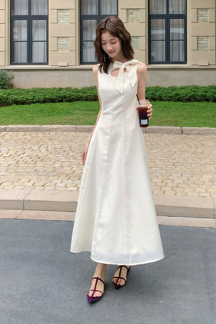 【dress】リボン付きロングワンピース Q8765