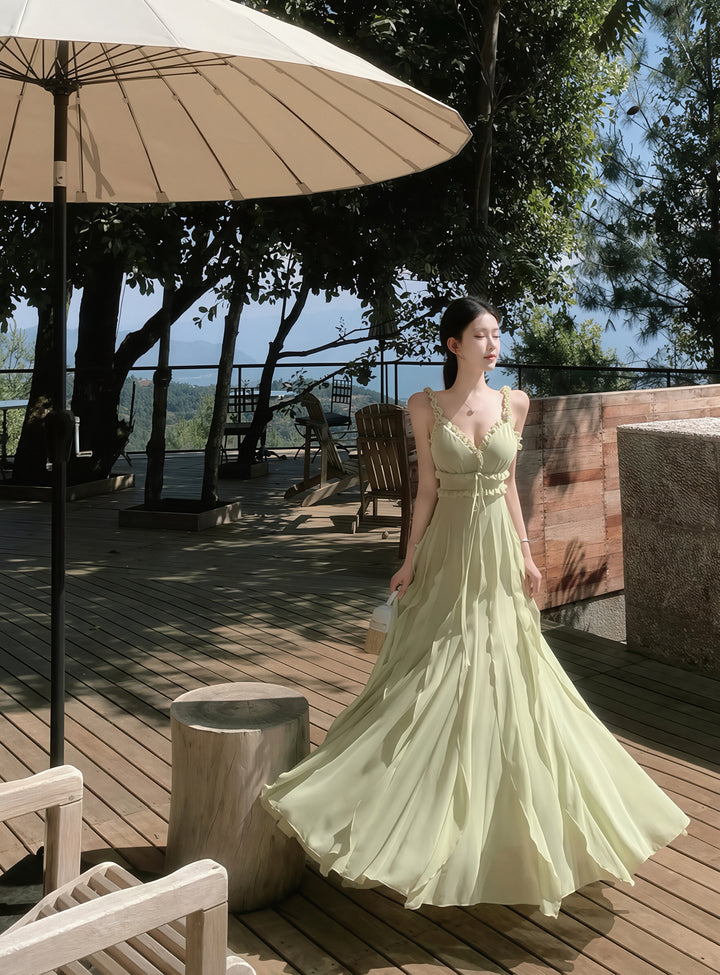 【dress】ギャザーフリルバックオーポンキャミワンピース Q8701