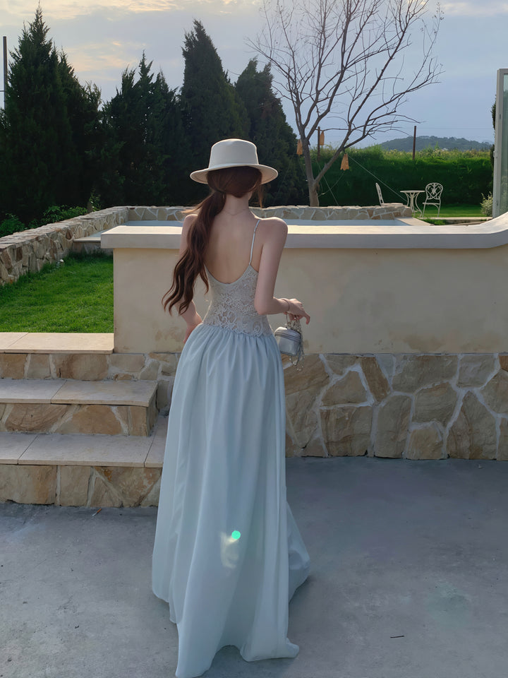 【dress】レースドッキングロングキャミワンピース Q8648
