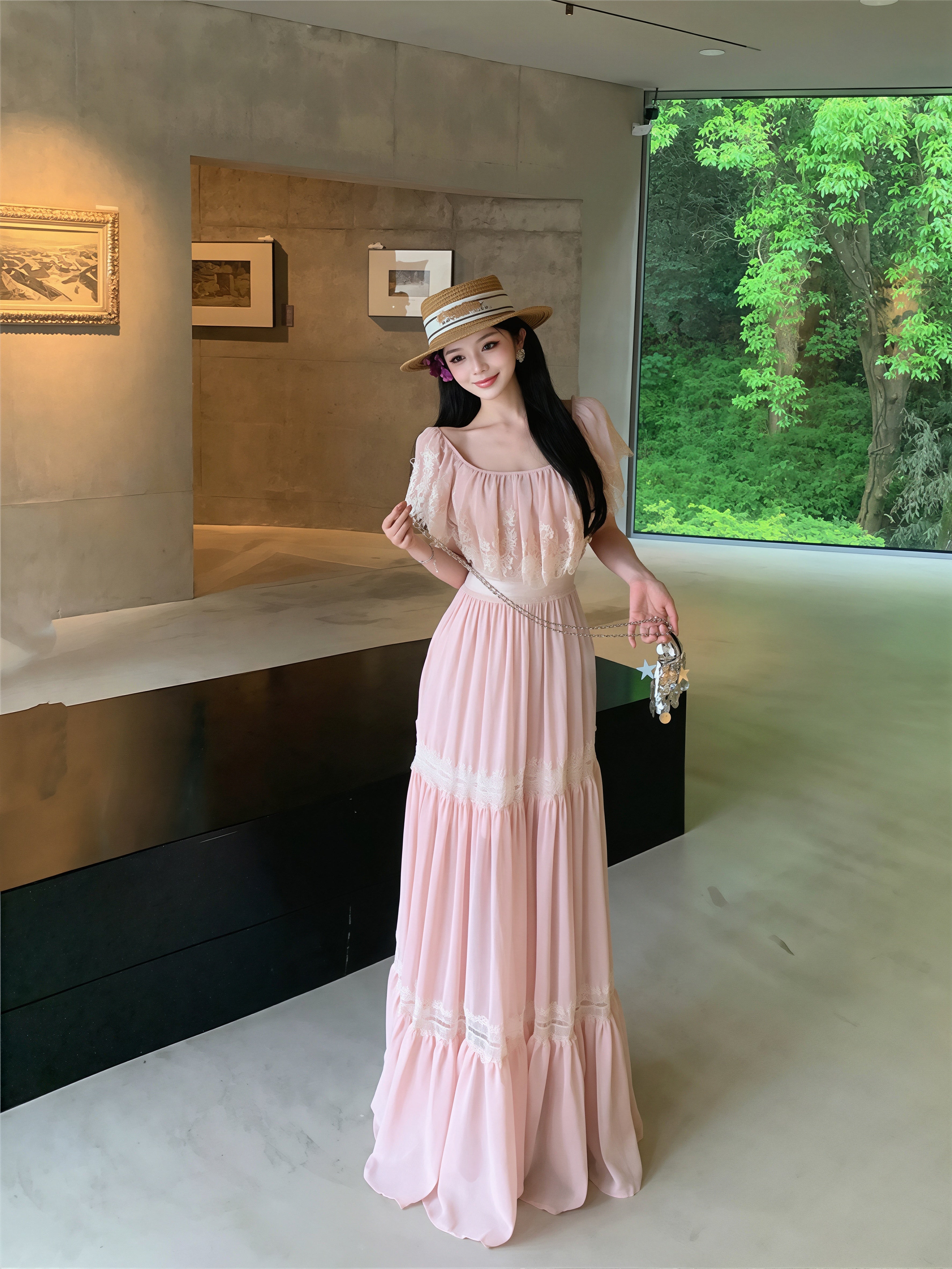 dress】レースドッキングロングワンピース Q8717 – NANASTYLE