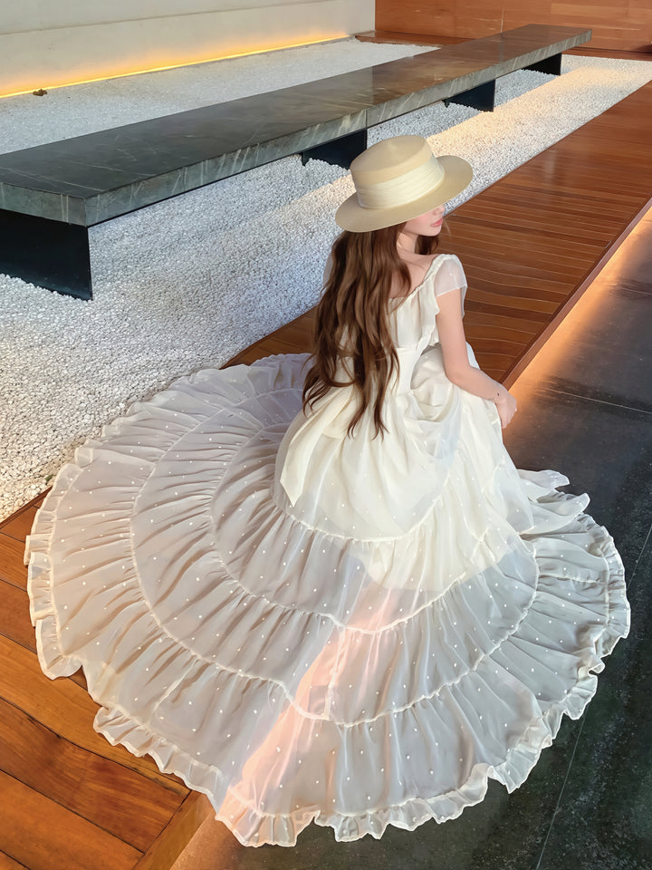 【dress】オフショルフリルロングワンピース Q8647