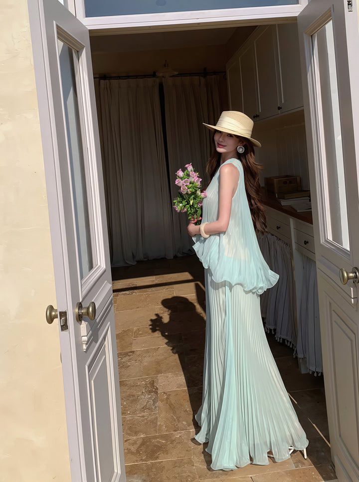 【dress】ノースリーブロングワンピース Q8729