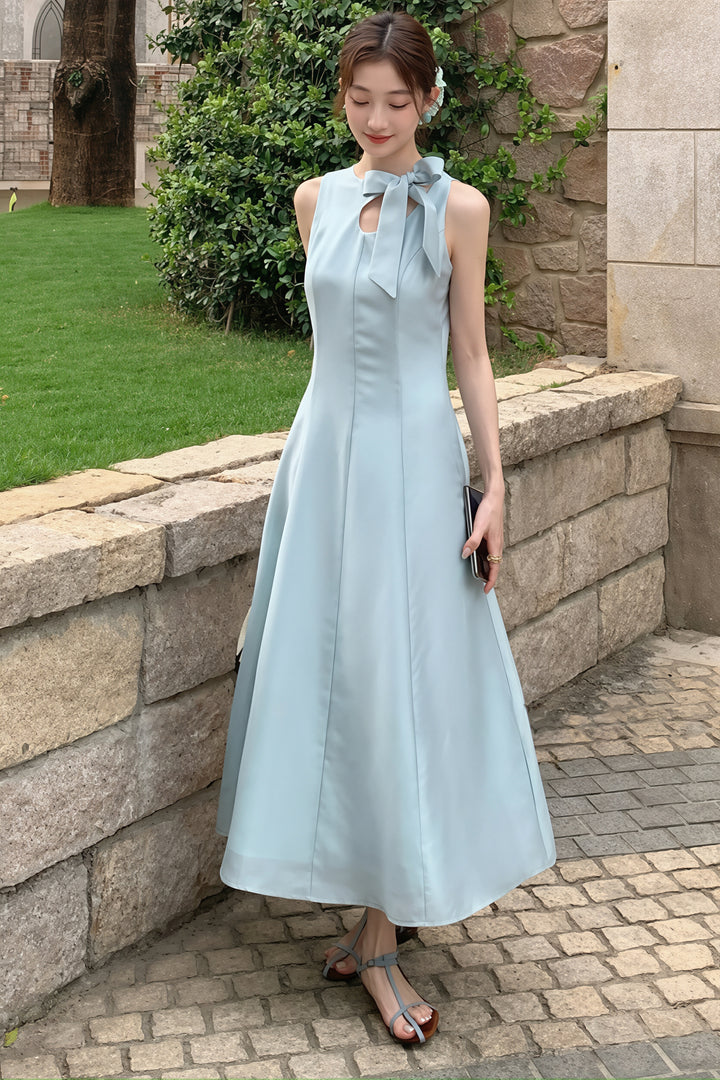 【dress】リボン付きロングワンピース Q8765