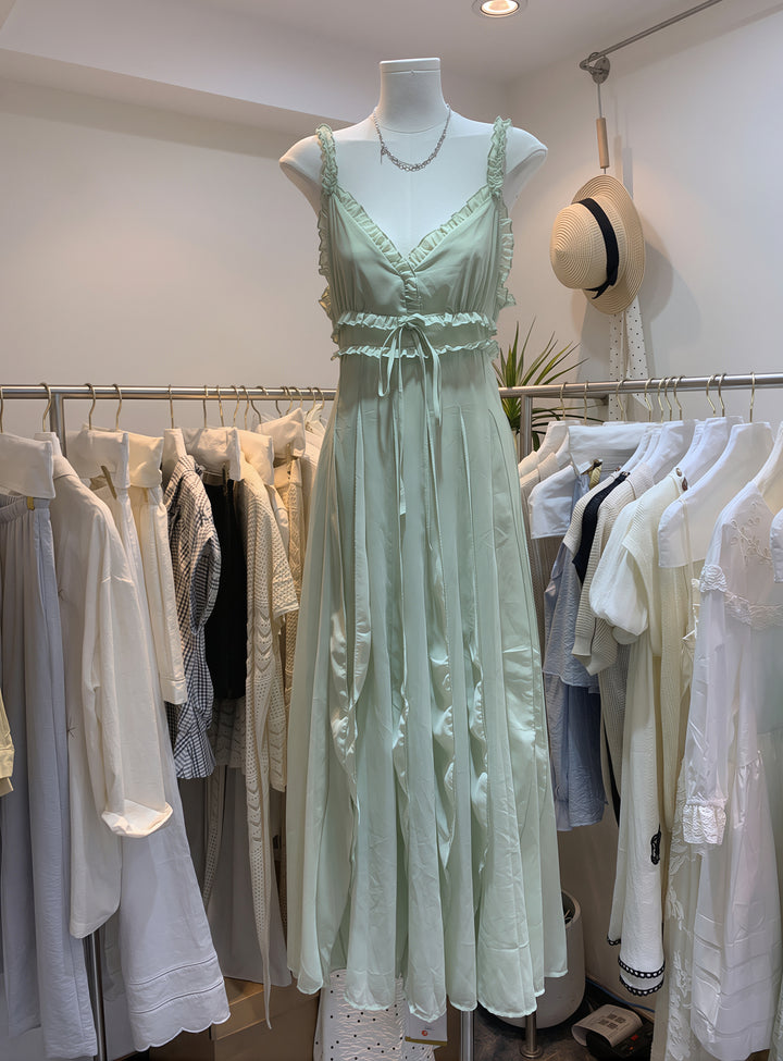 【dress】ギャザーフリルバックオーポンキャミワンピース Q8701