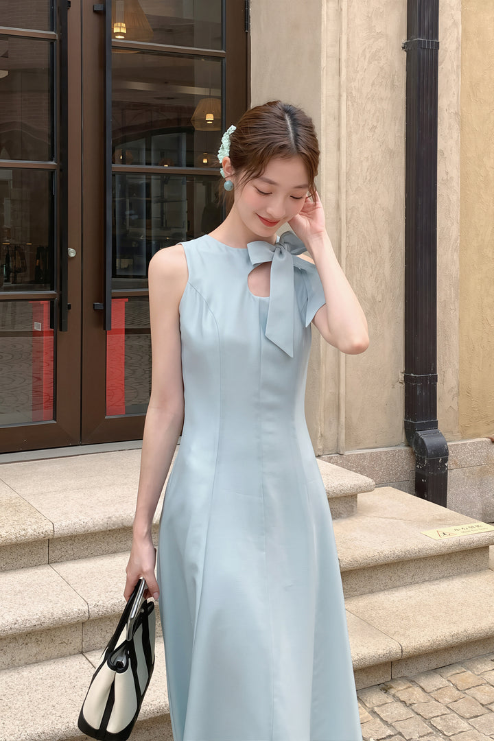 【dress】リボン付きロングワンピース Q8765