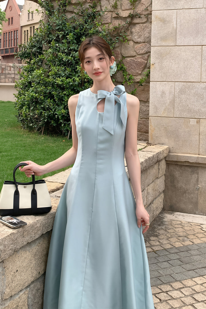 【dress】リボン付きロングワンピース Q8765