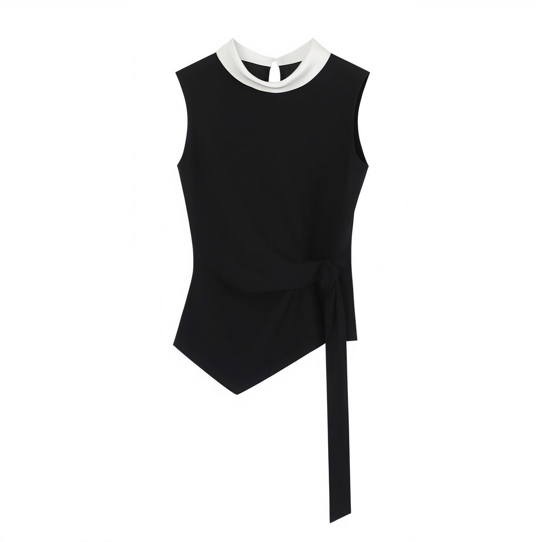 【tops】イレヘムノースリーブ配色トップス Q8750