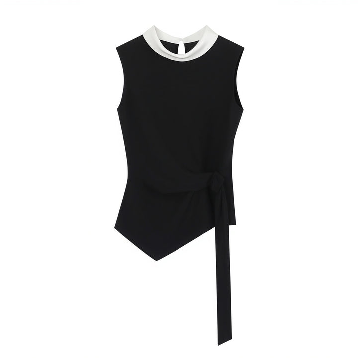 【tops】イレヘムノースリーブ配色トップス Q8750