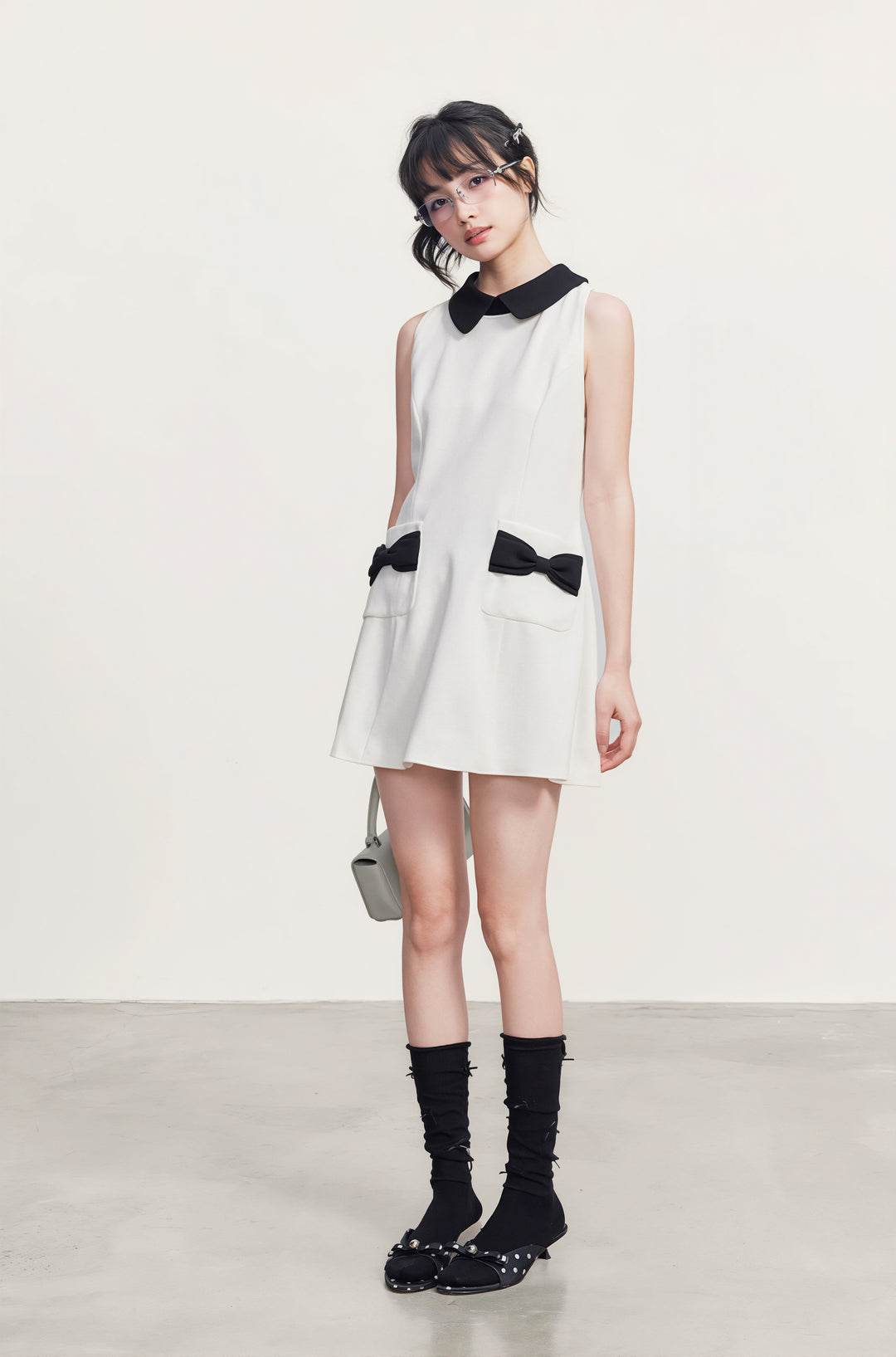 【dress】リボン付きAラインワンピース Q8764