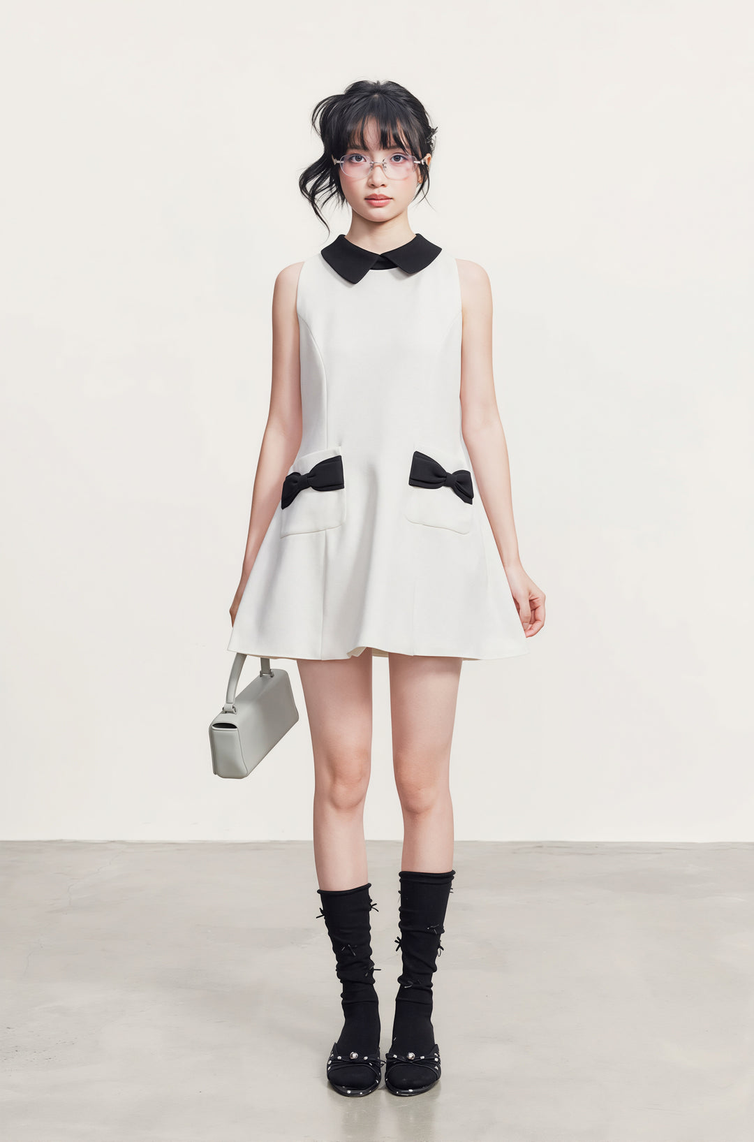 【dress】リボン付きAラインワンピース Q8764