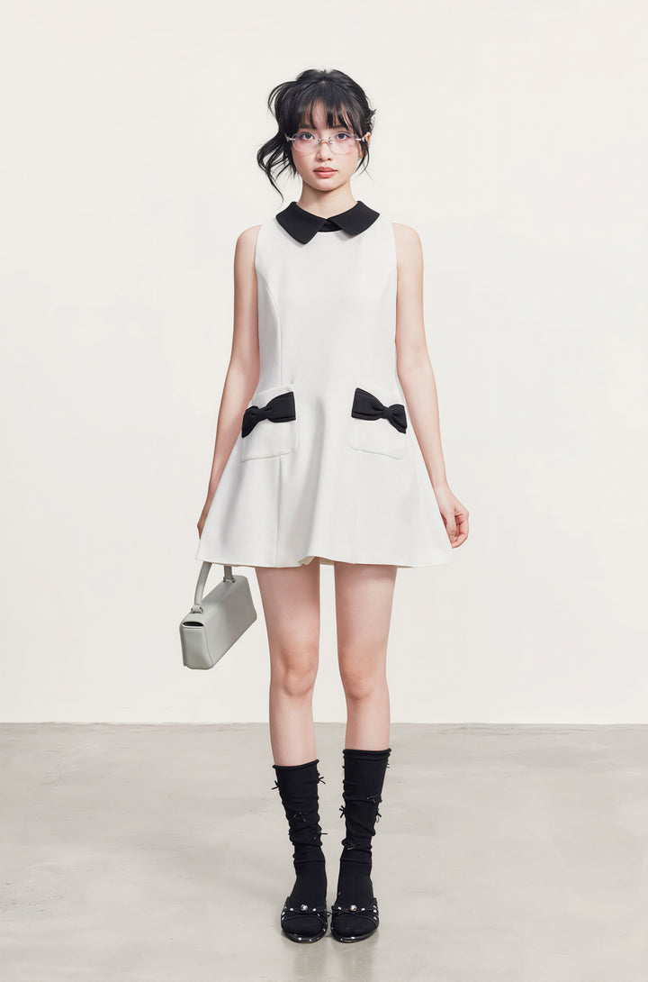 【dress】リボン付きAラインワンピース Q8764