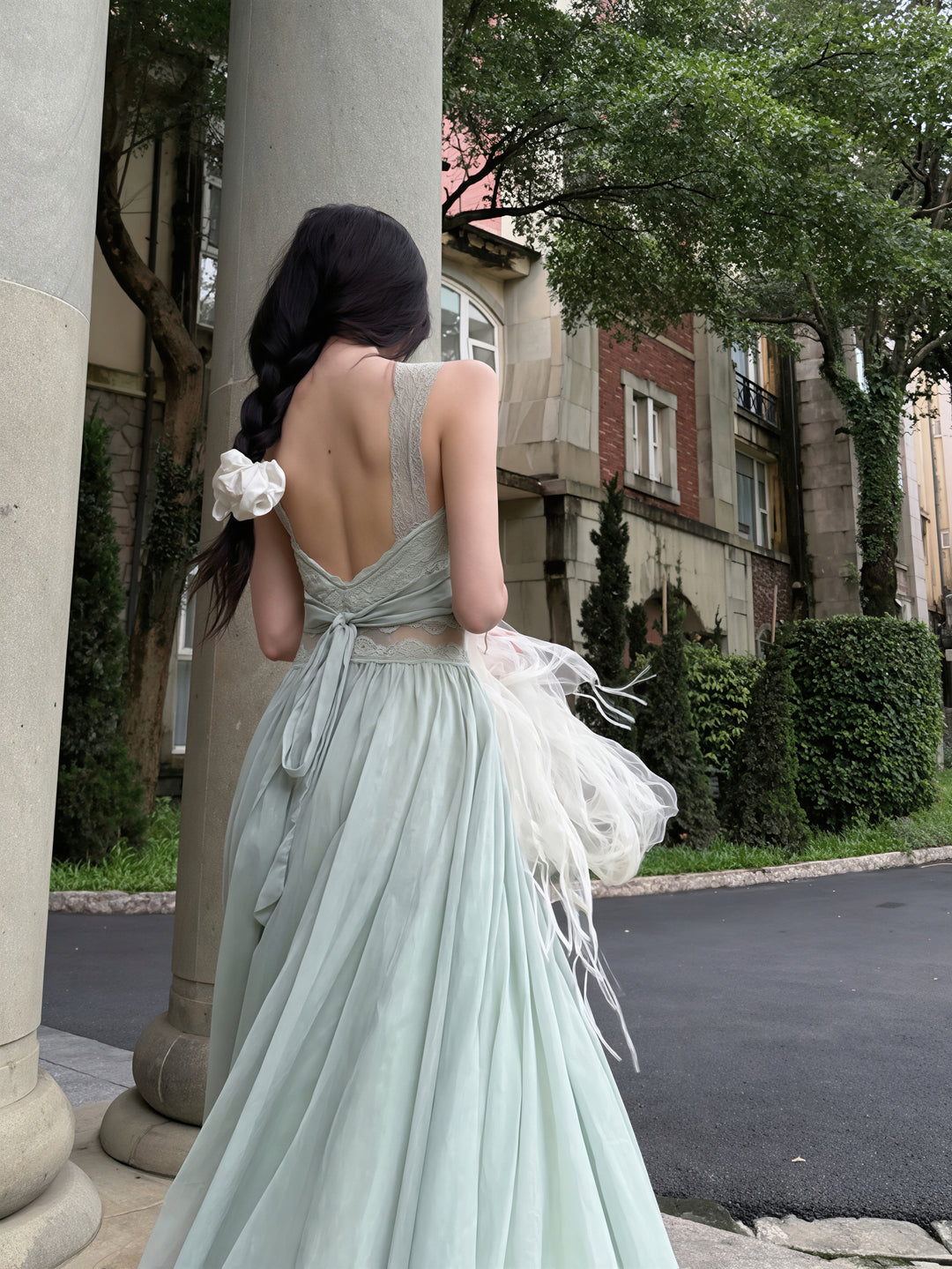 【dress】レースドッキングロングキャミワンピース Q8835