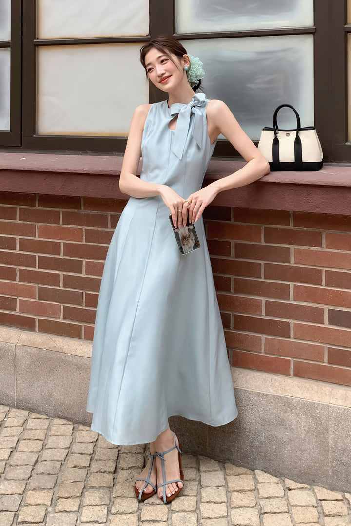 【dress】リボン付きロングワンピース Q8765