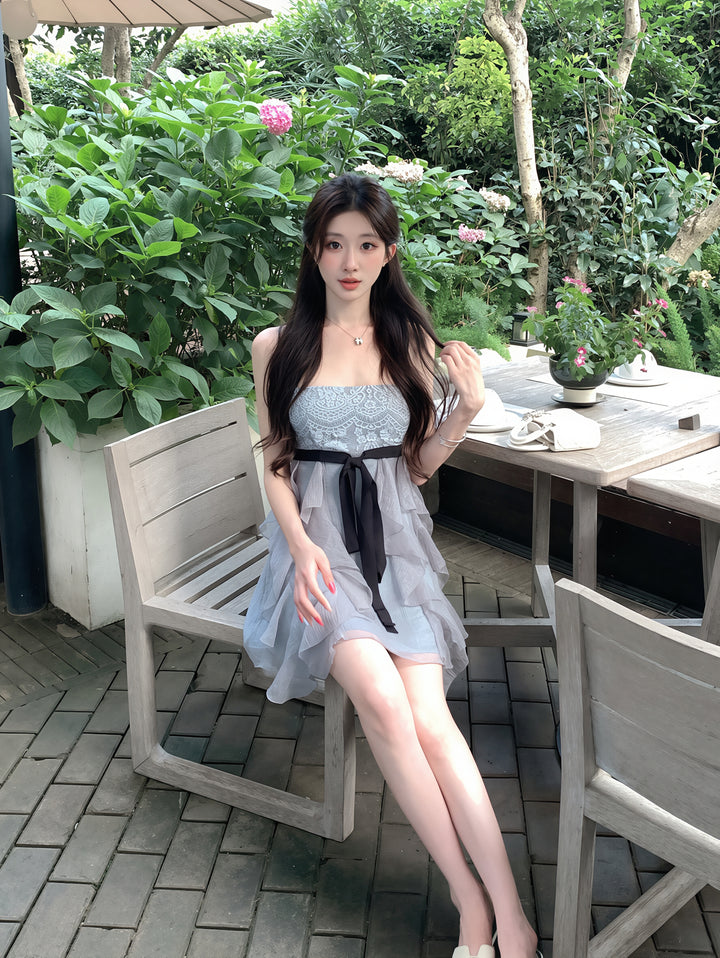 【dress】レースドッキングミニキャミワンピース Q8866