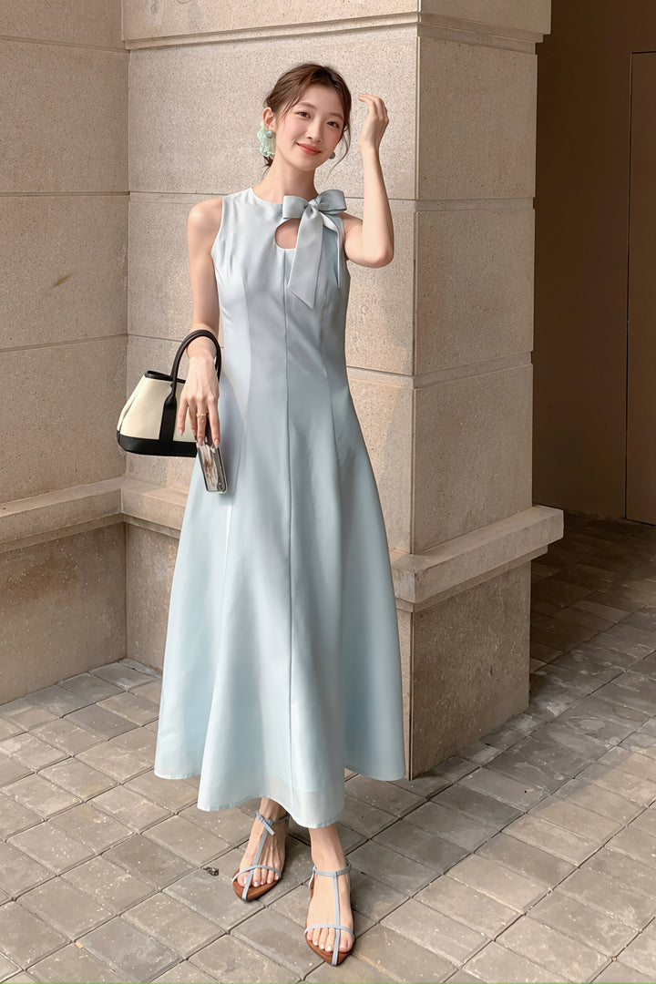 【dress】リボン付きロングワンピース Q8765