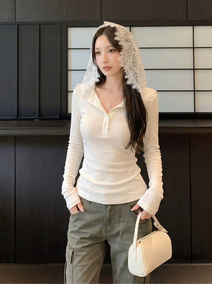 【tops】レースフード付きTシャツ Q8838
