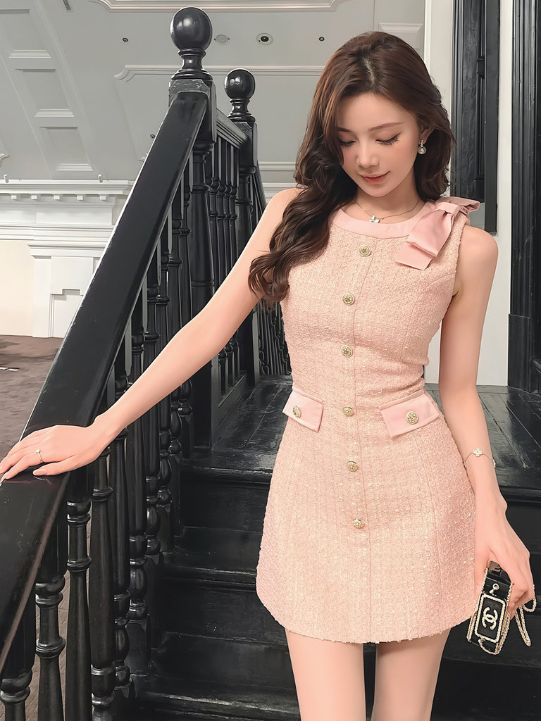 dress】リボン付きノースリーブワンピース Q8817 – NANASTYLE
