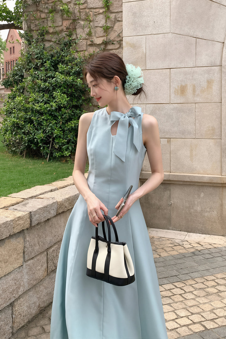 【dress】リボン付きロングワンピース Q8765