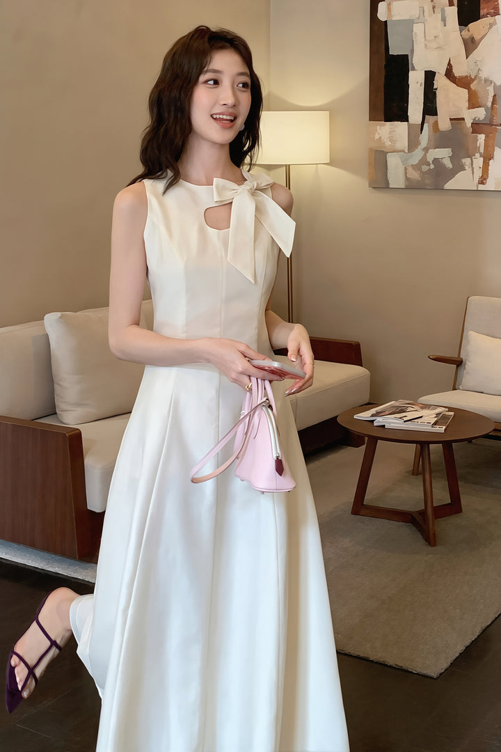 【dress】リボン付きロングワンピース Q8765