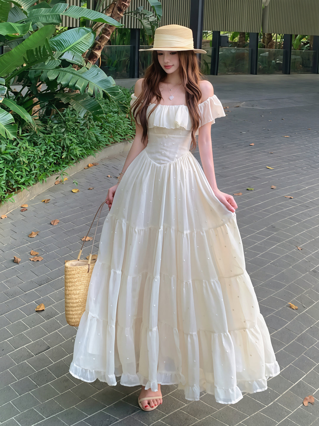 【dress】オフショルダーロングワンピース Q8863