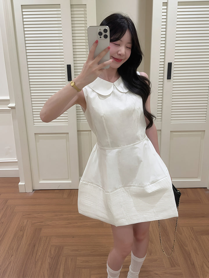 【dress】ピーターパンカラーノースリーブAラインワンピース Q8828