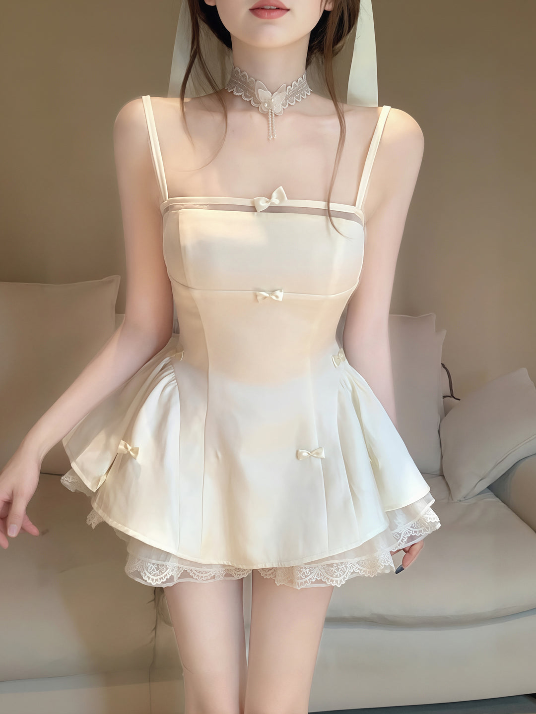 【dress】レースドッキングキャミワンピース Q8762
