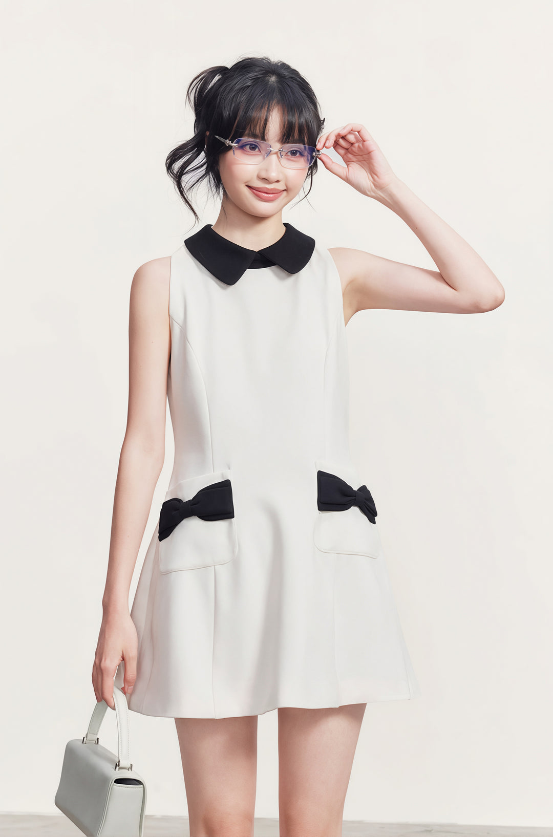 【dress】リボン付きAラインワンピース Q8764