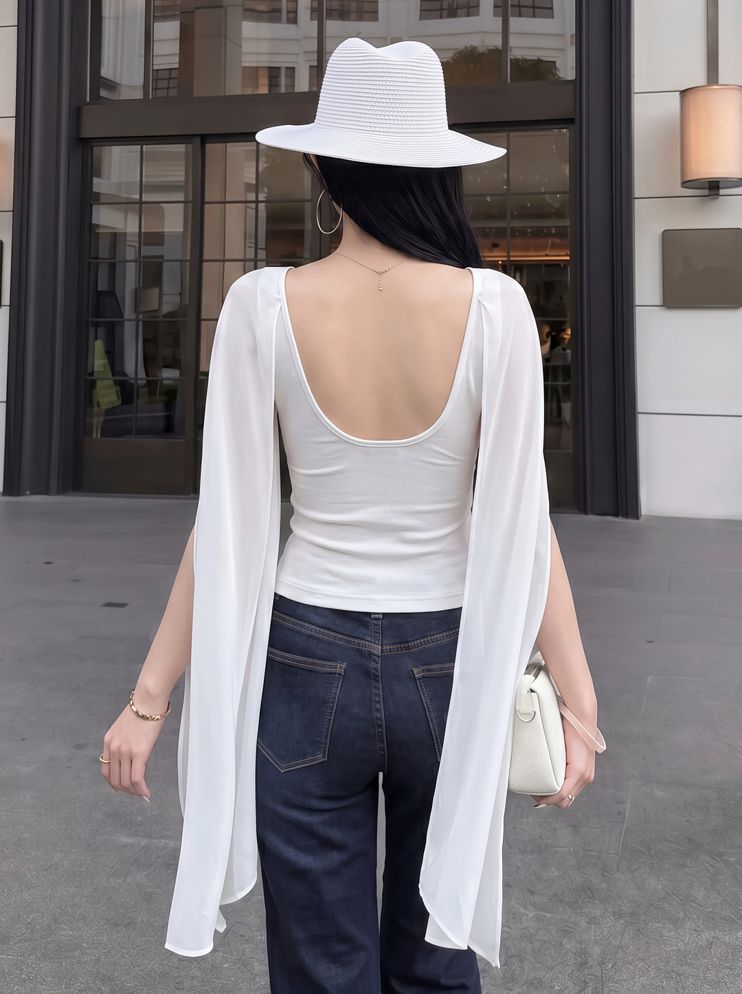 【tops】チュールドッキングケープトップス Q8832
