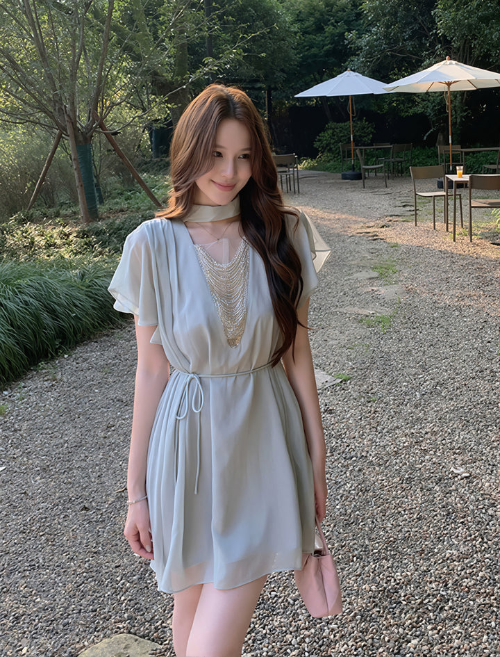【dress】ビーズVネックワンピース Q8768