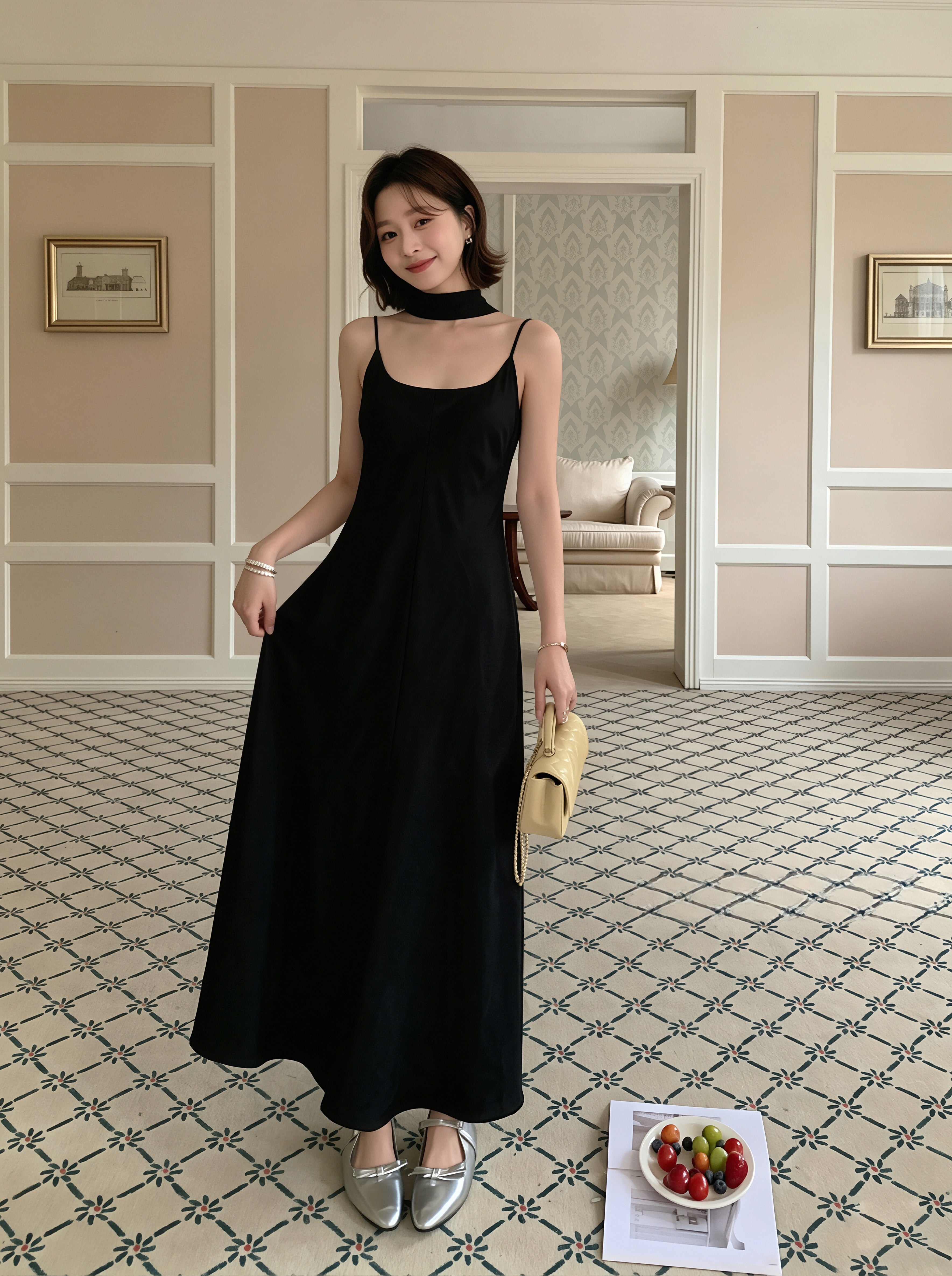 dress】チョーカー付きロングキャミワンピース Q8823 – NANASTYLE