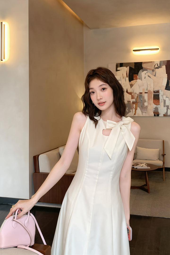 【dress】リボン付きロングワンピース Q8765