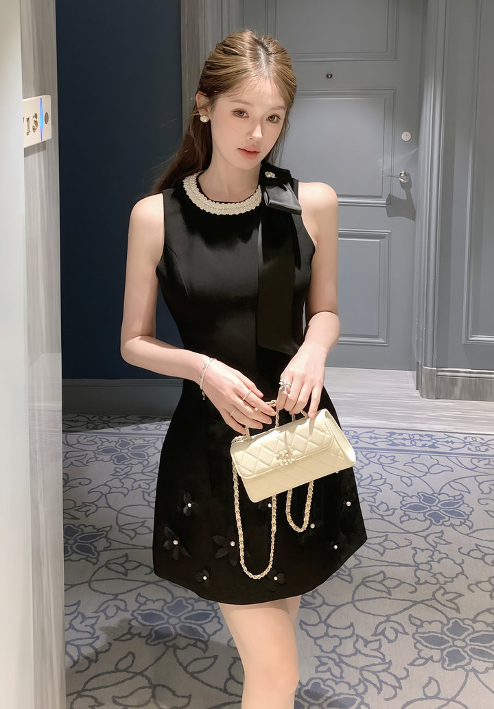 【dress】パール付きノースリーブワンピース Q8818