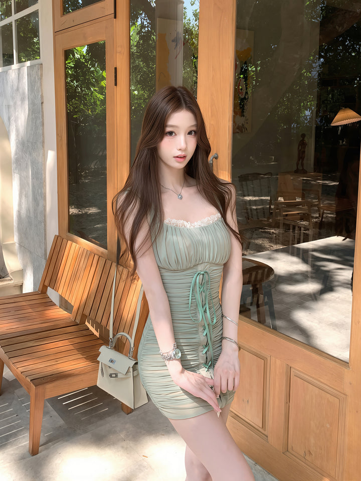 【dress】2WAYストラップギャザーミニワンピース Q8763