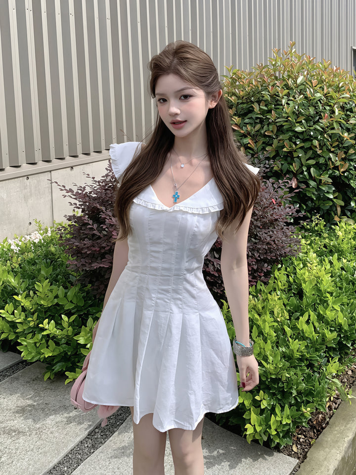 【dress】ヘアリボン付きピーターパンカラーワンピース Q8855