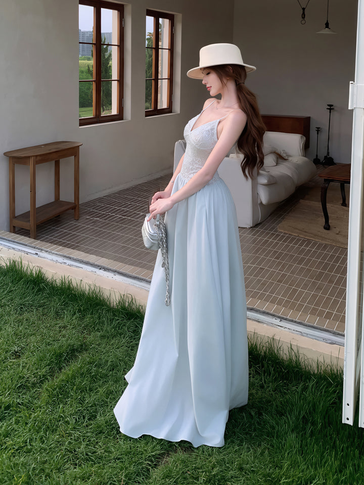 【dress】レースドッキングロングキャミワンピース Q8648