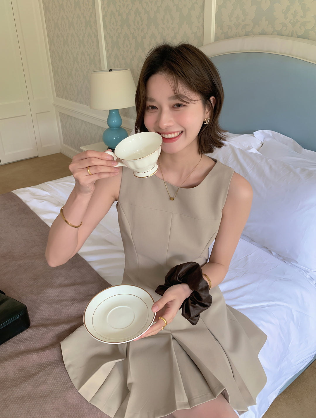 【dress】ノースリーブAラインワンピース Q8806